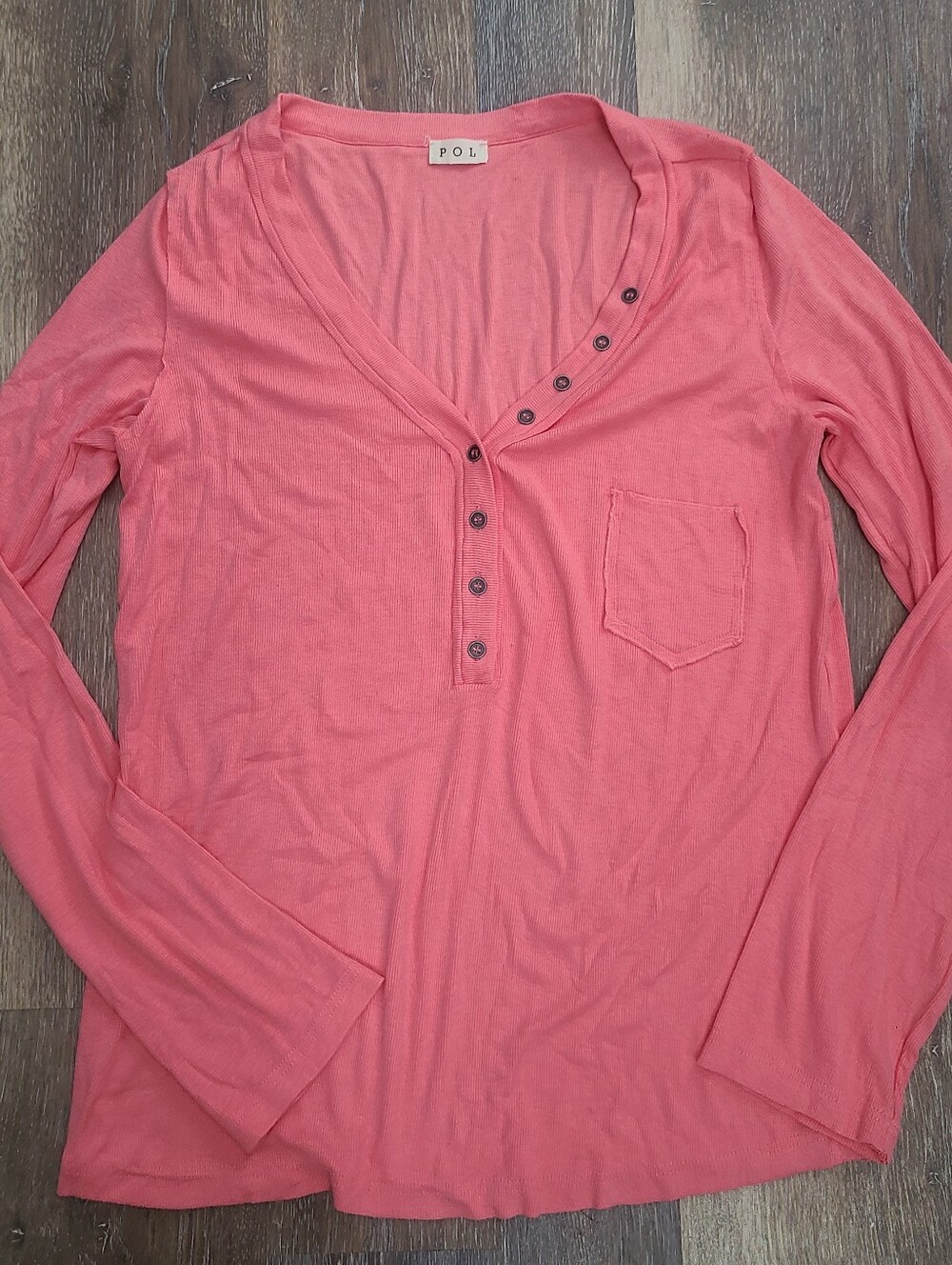 POL Ribbed Henley Womens Size Large